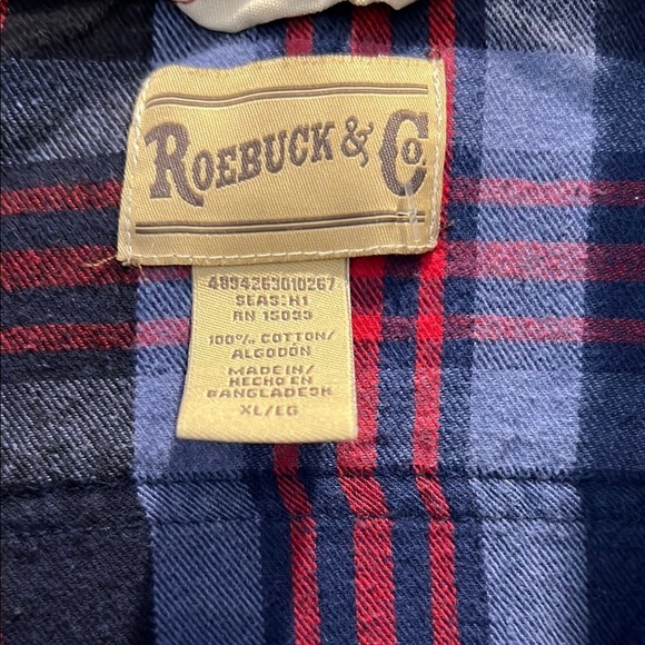 Plaid Button-Up Shirt in Blue and Red-men’s XL - Picture 4 of 5